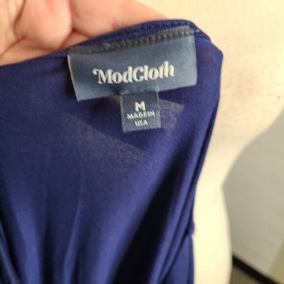 Modcloth Dining Outdoors Blue Polka Dot Mini Dress‎ Size Medium - Picture 4 of 11